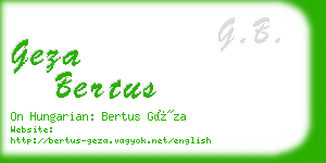 geza bertus business card